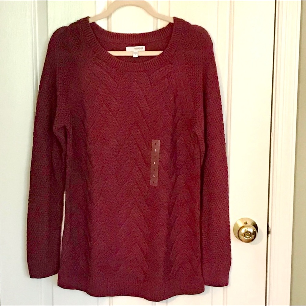 🌟HP🌟NWT Red Sonoma Herringbone Sweater L
